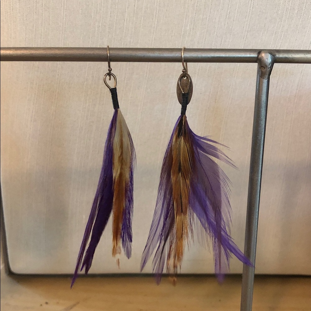 Feather drop earrings